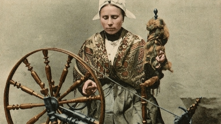 Fileuse d’autrefois : rouet, veillées d&rsquo;hiver et cadences de fabrique